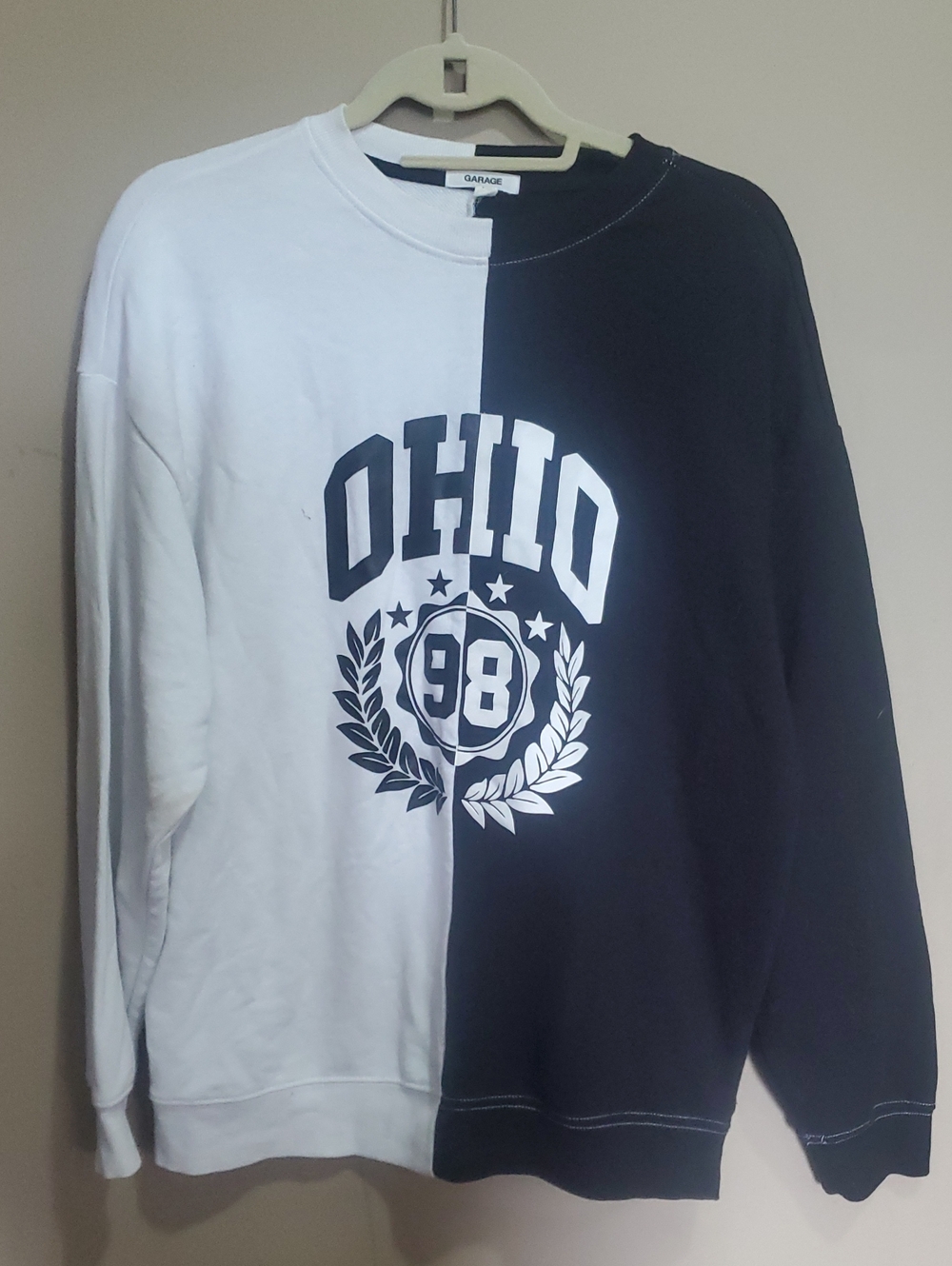 Garage Two-Tone Ohio 98 Crewneck Sweater - White & Black Size Small
